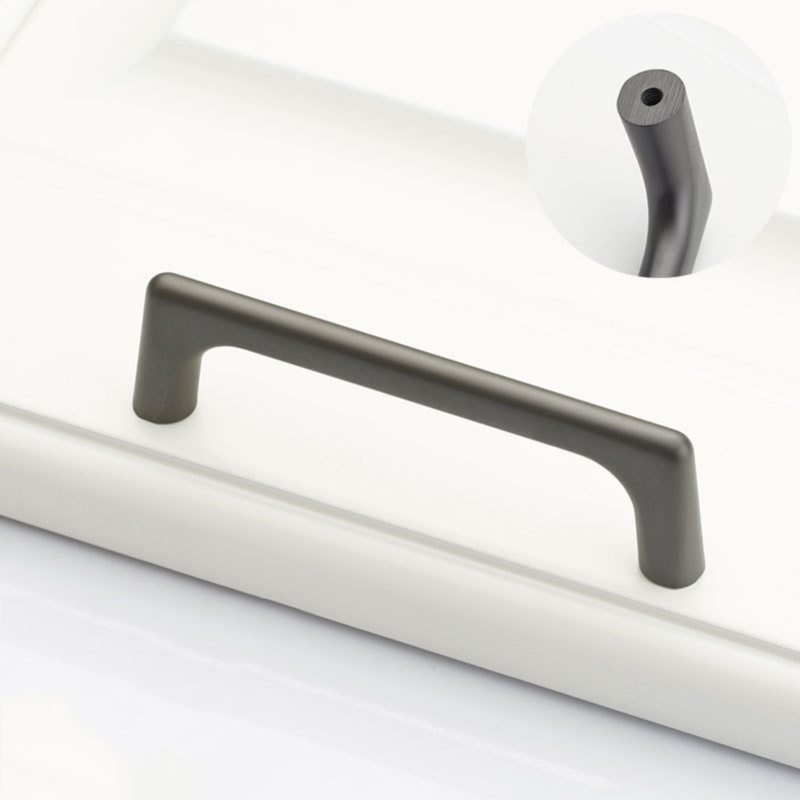 Modern Slim Kitchen Cabinet Pulls Round Knobs Black Nickel | Etsy