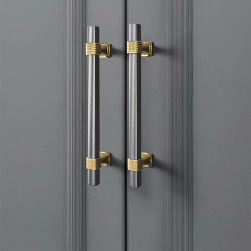 Modern Dresser Drawer Pulls Dark Grey Kitchen Handles Etsy