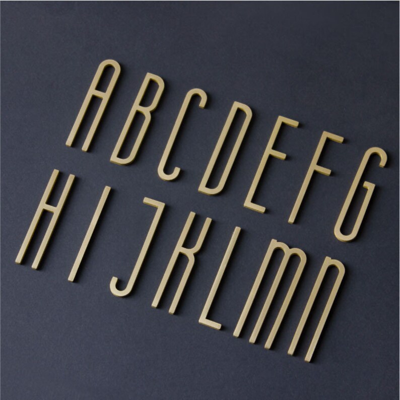 Slim Brass Door Letters Address Sign Solid Brass Address Etsy