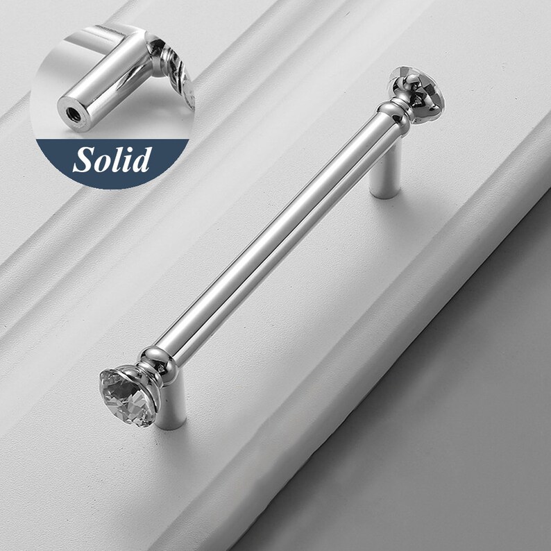 Crystal Kitchen Handles Knobs Solid Polished Chrome Etsy