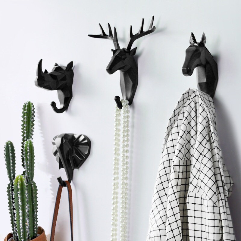 Black Animal Decorative Wall Hooks Handmade Coat Hangers Racks Etsy UK