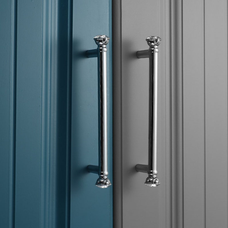 Crystal Kitchen Handles Knobs Solid Polished Chrome Etsy