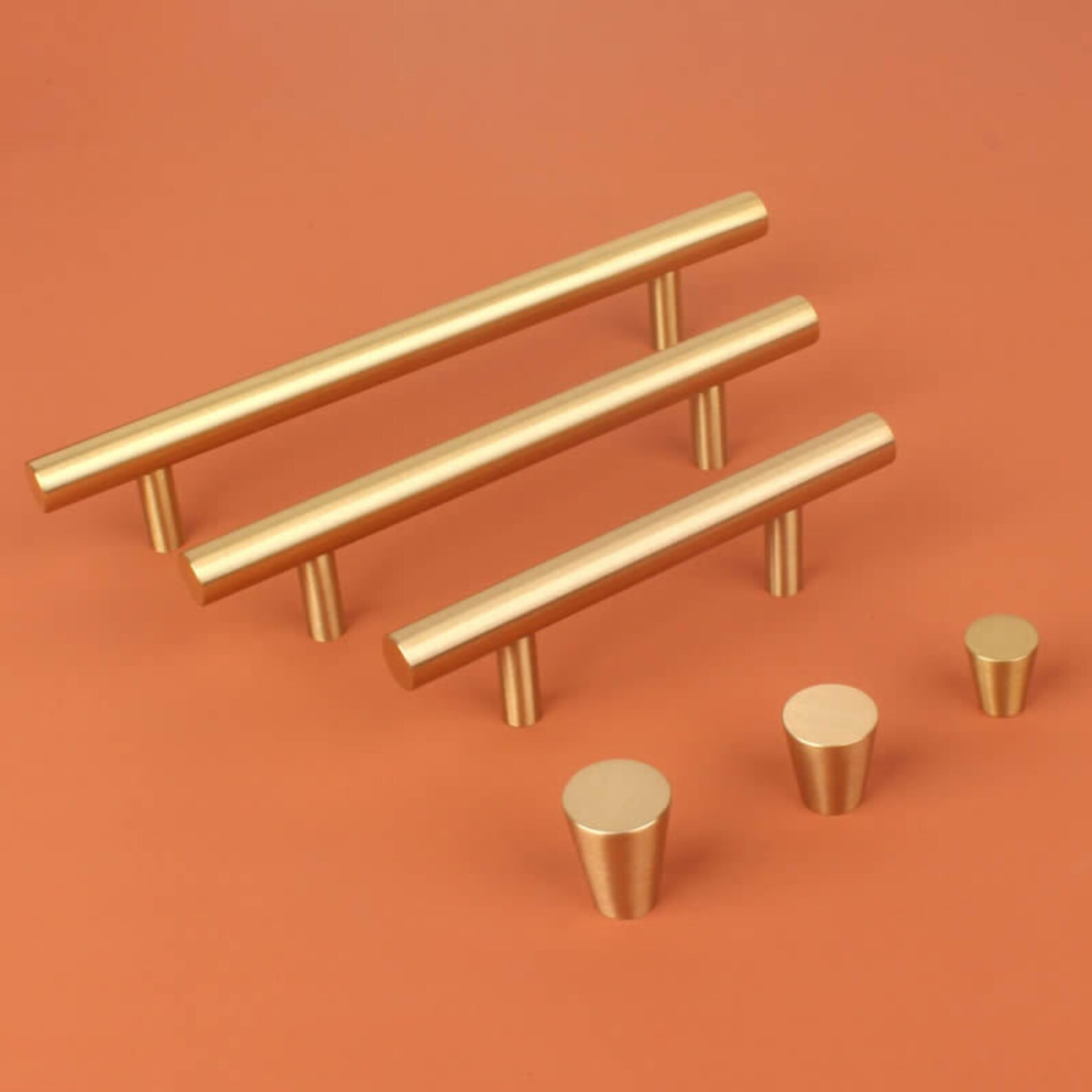 Brass Handles Solid Drawer Pulls Knobs T Bar Handles Etsy