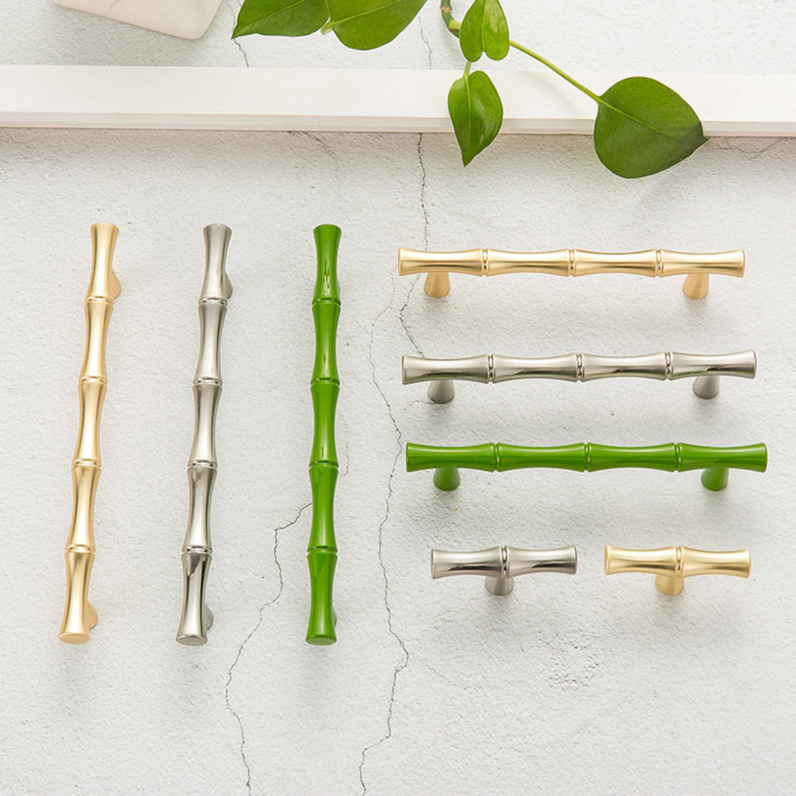 Bamboo Brass Knobs and Pulls/ Plant Bamboo Drawer Knobs Bamboo Etsy