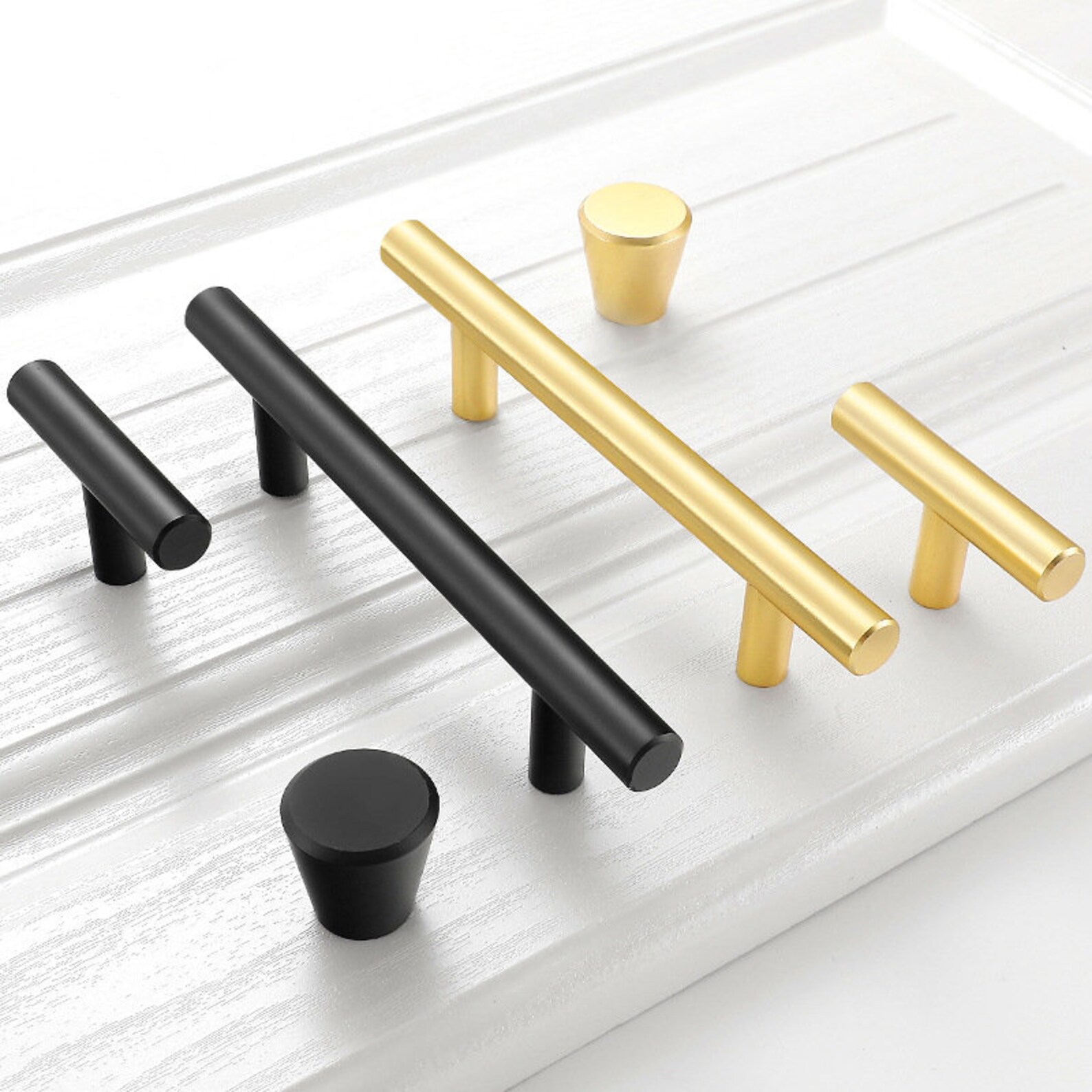 Brushed Gold Handles Drawer Pulls T Bar Knobs Matte Etsy