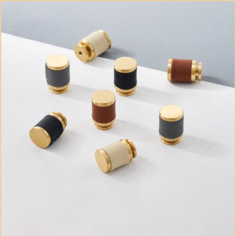 Solid Brass Leather Knobs Door Handles Colorful Etsy