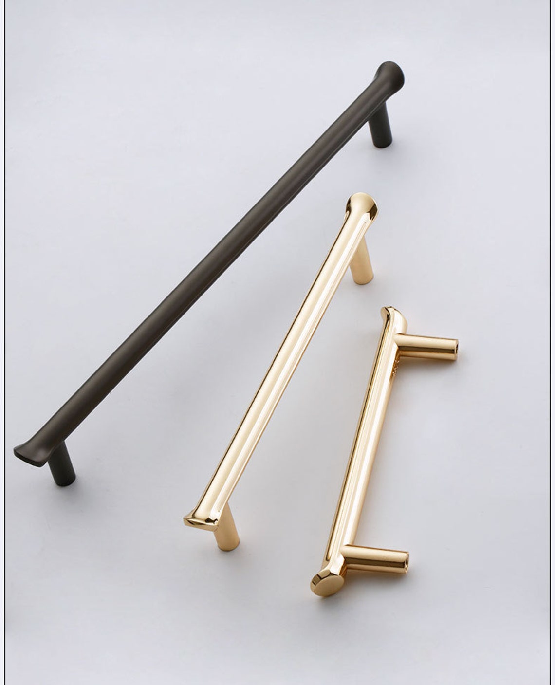 Modern Gold Black T Bar Pulls Kitchen Handles Polished Etsy