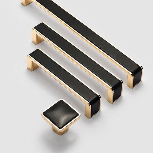 Gold Black Knobs Kitchen Pull Drawer Knobs Pulls Etsy