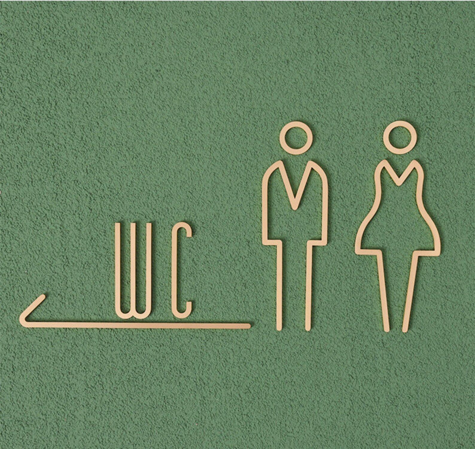 Brass Restroom Door Sign Gold Bathroom Sign Male and Female Etsy