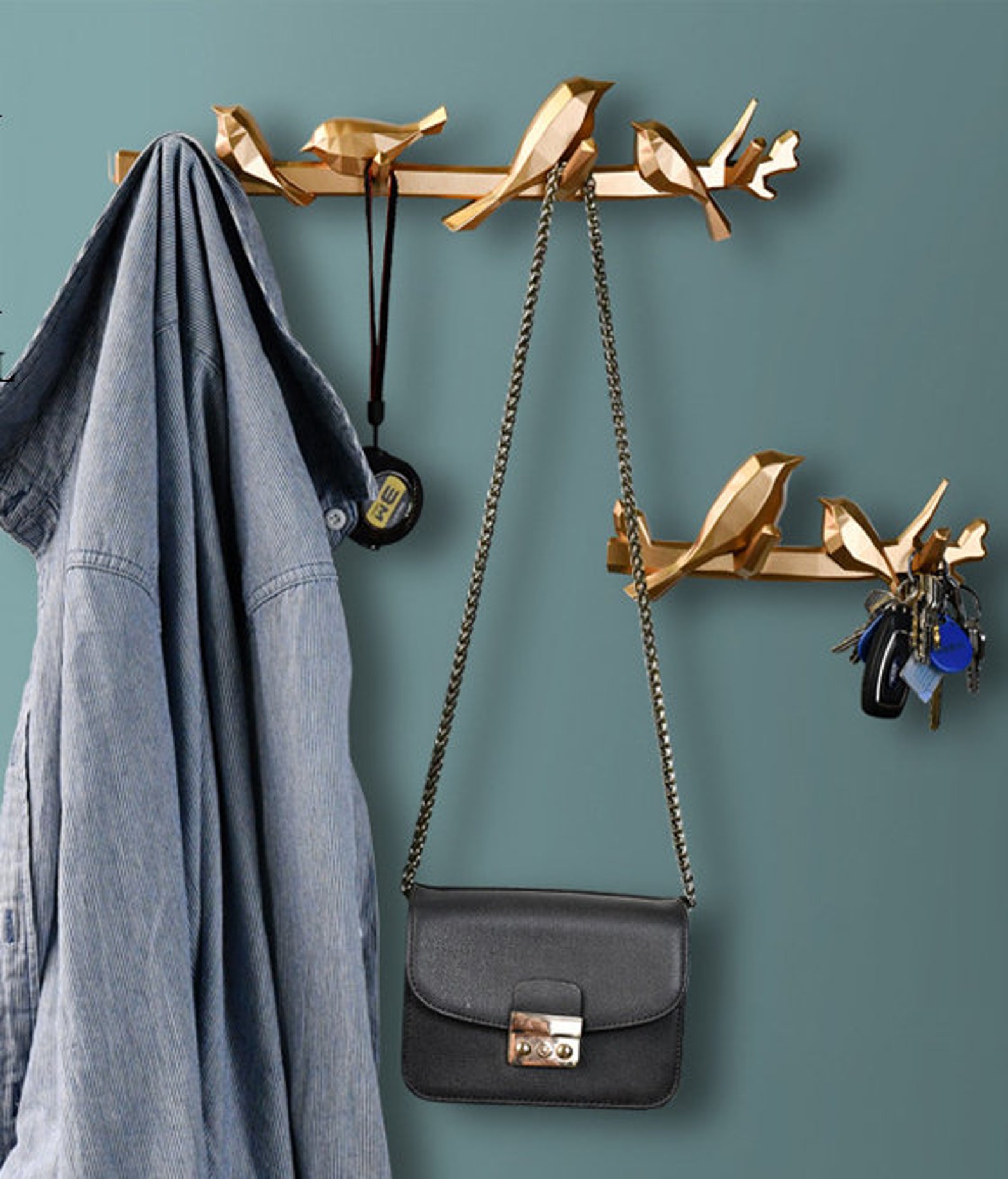 Gold Bird Wall Hook Decorative Bird Hooksresin Coat Hangers Etsy