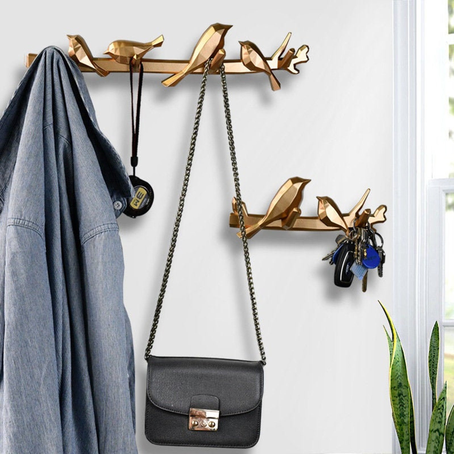 Gold Bird Wall Hook Decorative Bird Hooksresin Coat Hangers Etsy