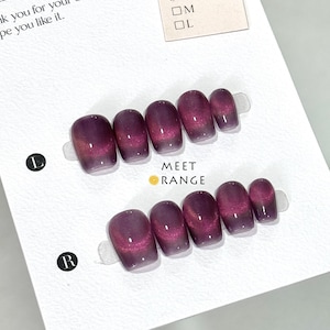 Paznokcie w kolorze fioletowym Cat Eye: brokat Starry Sky, dopasowane do indywidualnych potrzeb