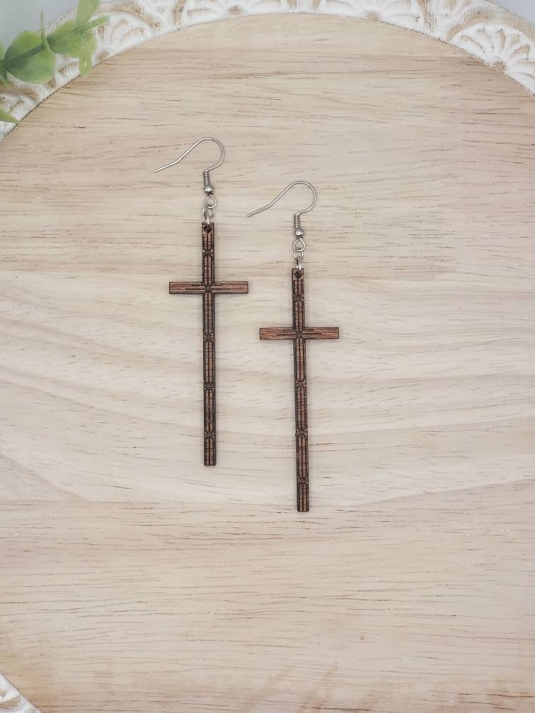 Rustic Faith Glitter Cross Earrings