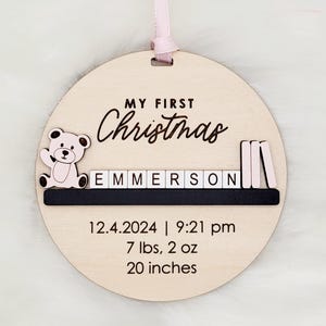 Baby&#39;s First Christmas Ornament With Birth Stats, Gift for New Parents, Baby Gift