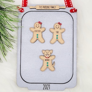 Gingerbread Ornament With Names, Family Ornament 2025, Family Christmas Ornament, Family Ornament With Pets, Family Ornament With Dog