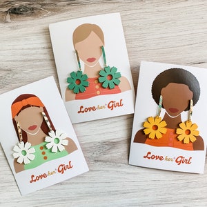 Flower Earrings, Retro Earrings, Wooden Earrings, Gifts For Her, Statement Earrings, Colorful Jewelry, Fun Earrings, Retro Flower