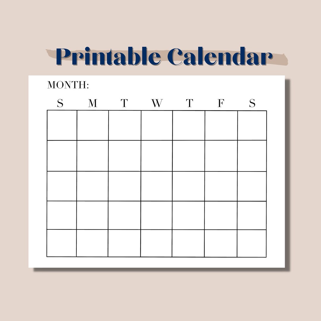 Printable Calendar Instant Download Calendar, Minimalist Calendar - Etsy