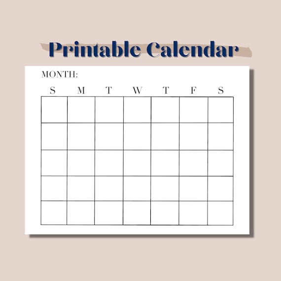 Printable Calendar Instant Download Calendar Minimalist | Etsy