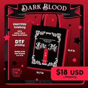 ENHYPEN Tote Bag Dark Blood - Enhypen Merch, Kpop Merch, Kpop Tote Bag, Enhypen Tour, Vampire Cotton Tote Bag