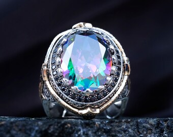 925 Sterling Silver Plated Amethyst Halo Ring - Statement Jewelry For Women & Men