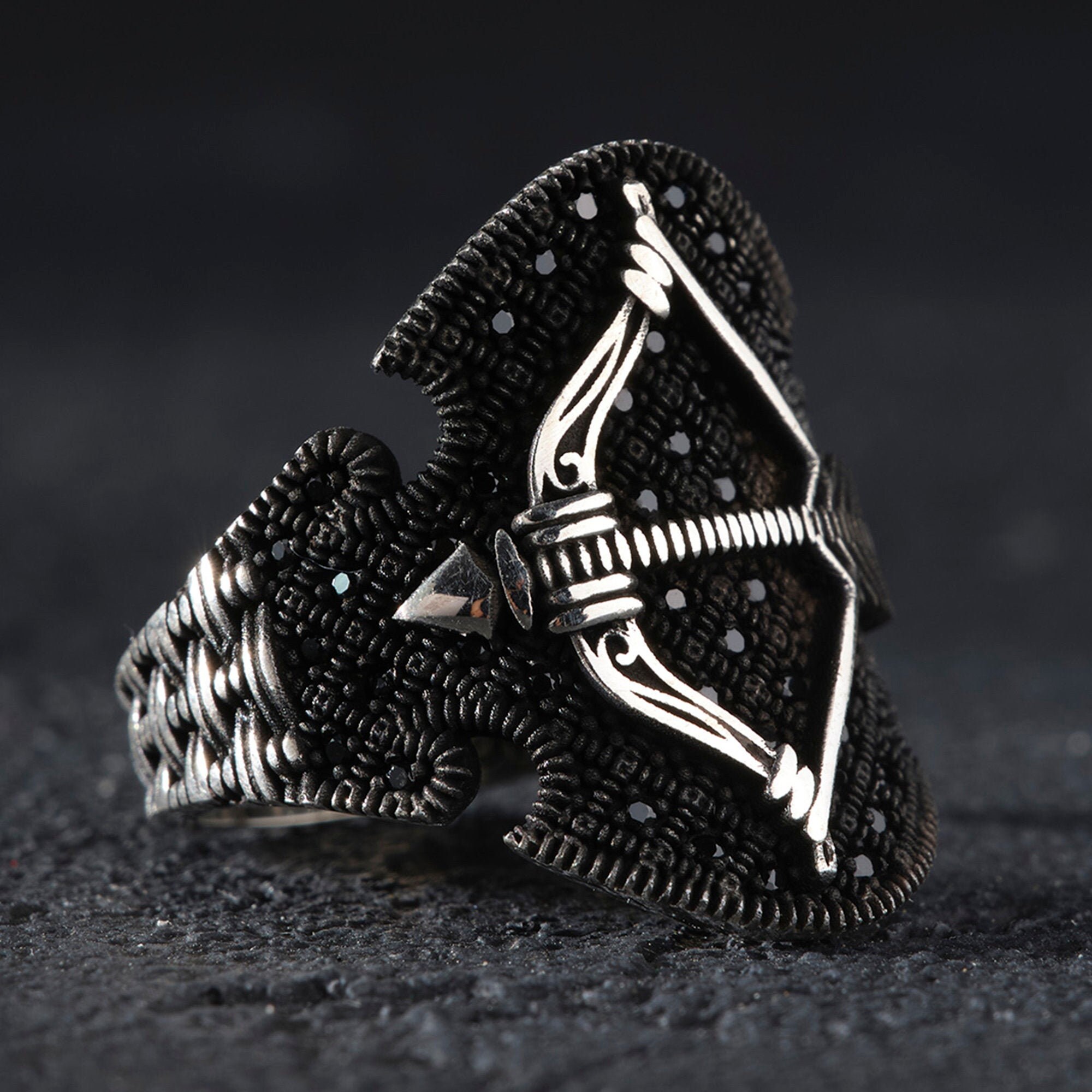 Archer Ring Mens Handmade Ring Turkish Handmade Silver Men Etsy