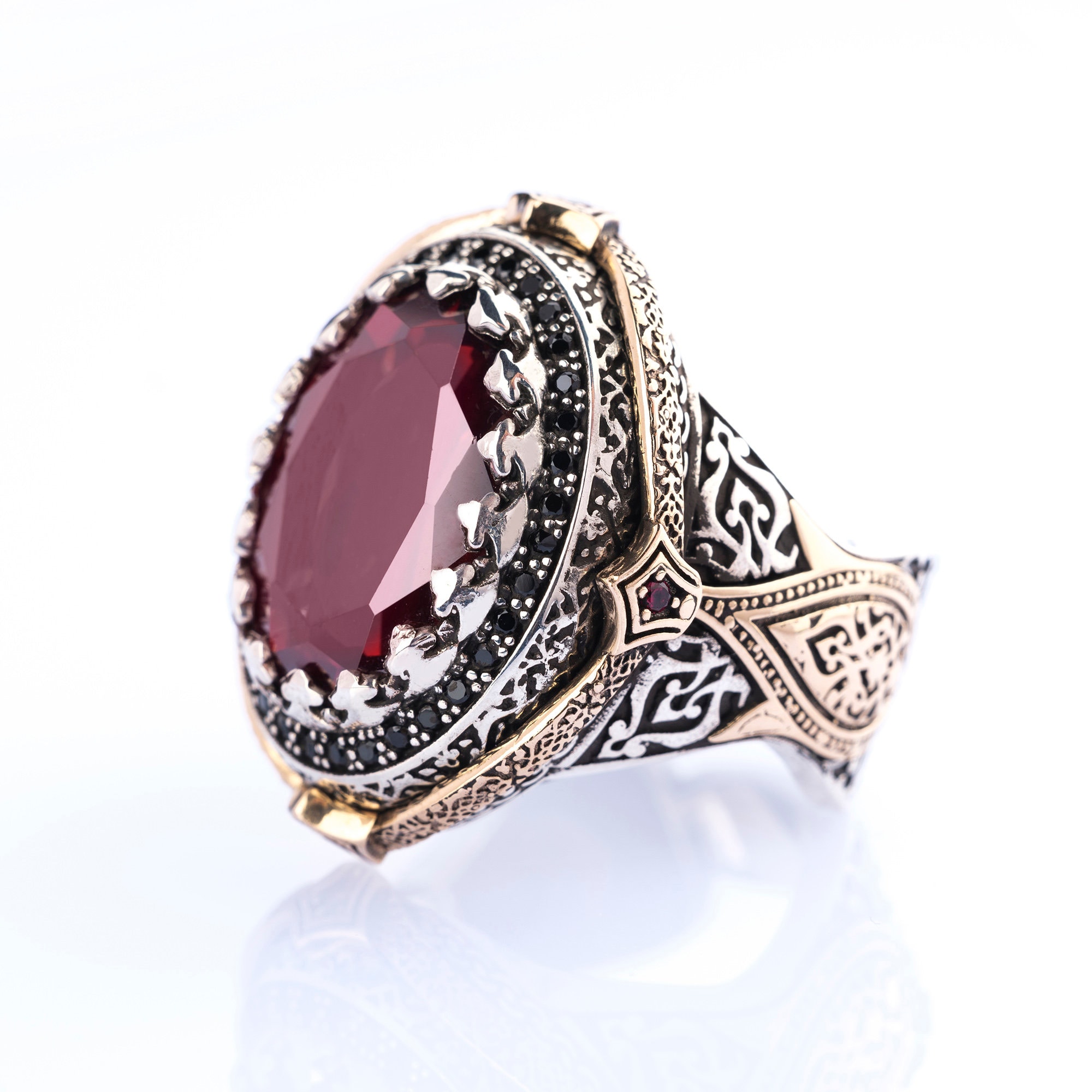 High Quality Red Stone Silver Ring, Mens Ring, Luxury Ring High Quality Red Stone Silver Ring, Mens Ring, Luxury Ring