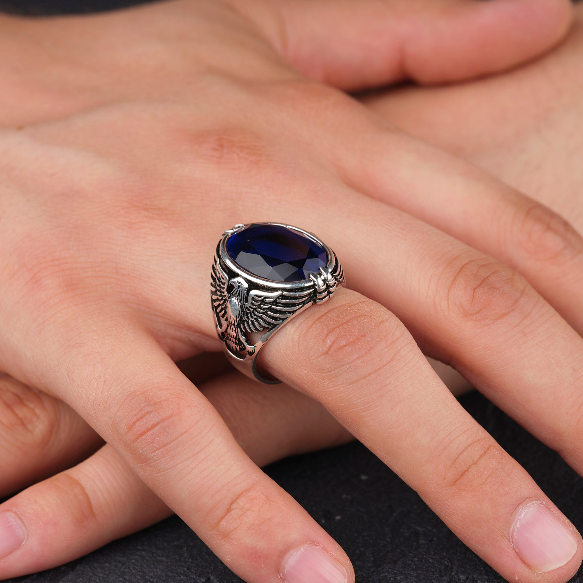 Aqua Zircon Bird Ring Mens Ring Handmade Ring Turkish Etsy