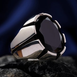 Men&#39;s Handmade Ring, Turkish Handmade Silver Men Ring, Ottoman Men Ring,Gemstone Ring, Gift for Him, 925k Sterling Silver Ring