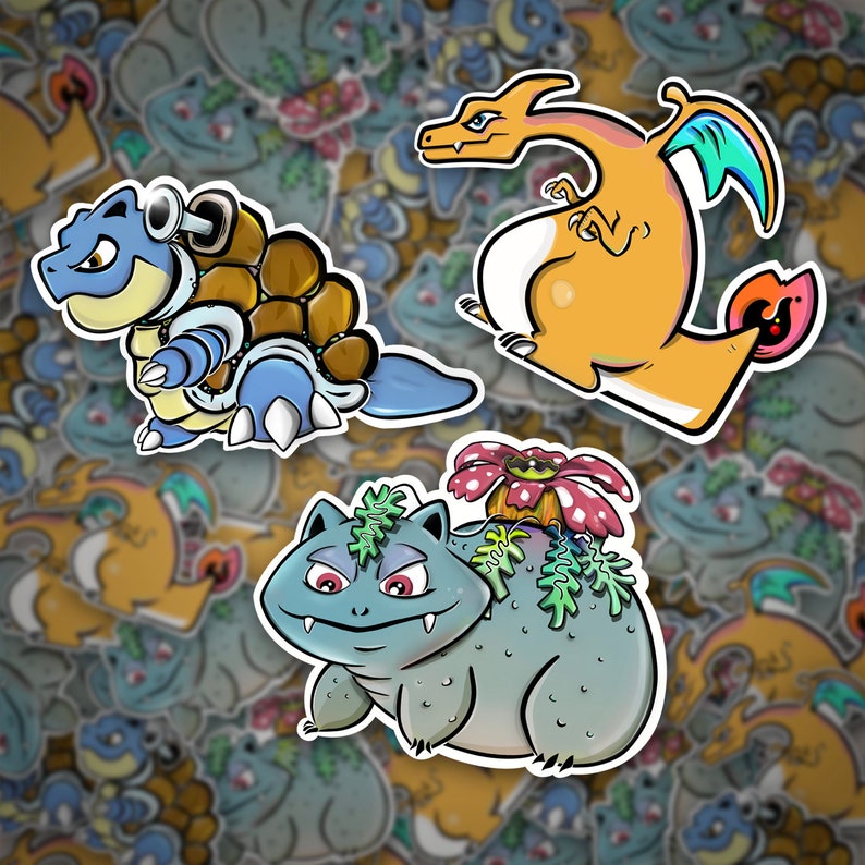 Pokémon Sticker Pack, Venusaur, Charizard, Blastoise, Waterproof Die ...