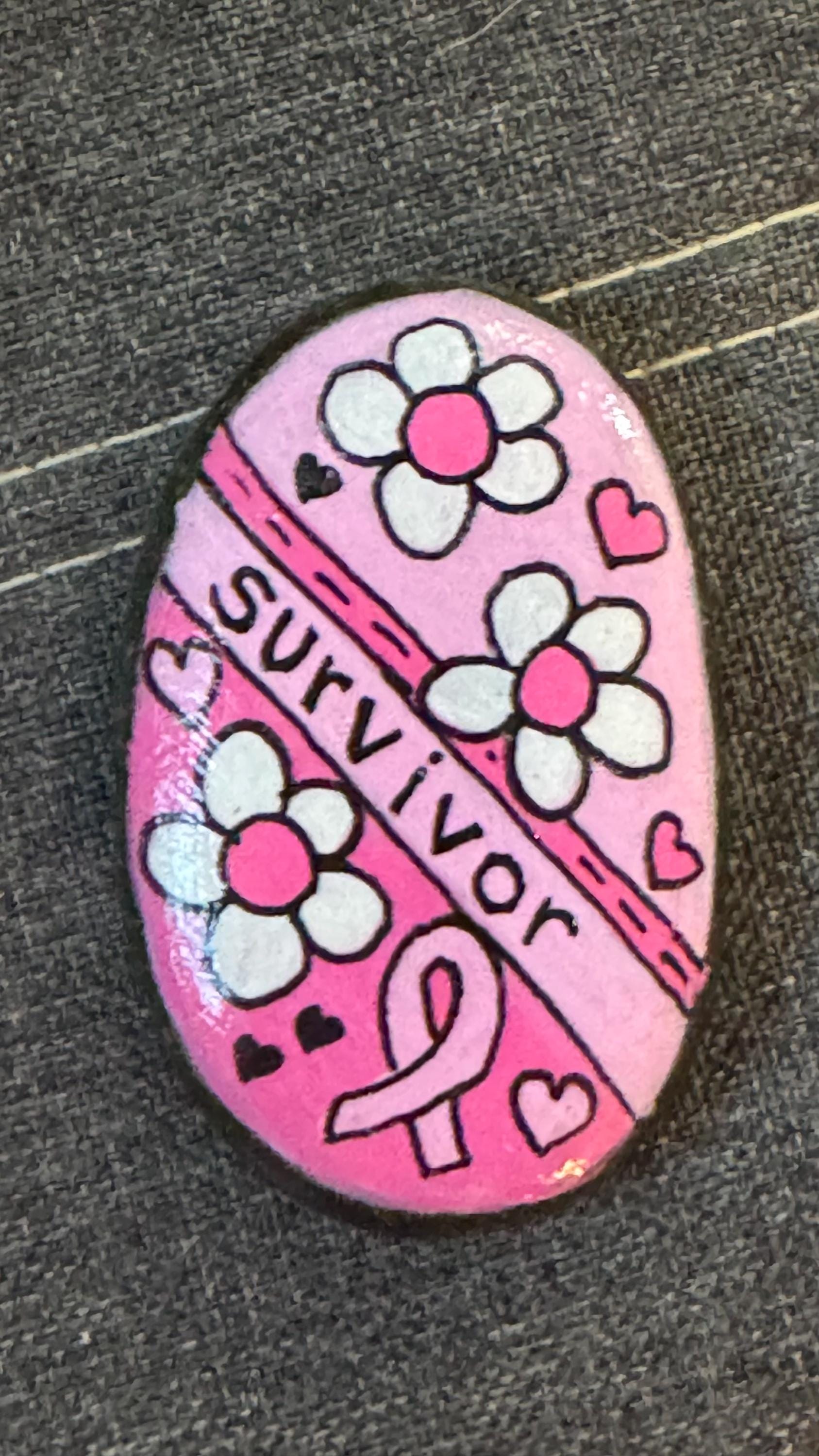 Cancer Ribbon Painted Rocks Breast Cancer Survivor Painted Rock – 2.5” Inspirational Gift - Etsy