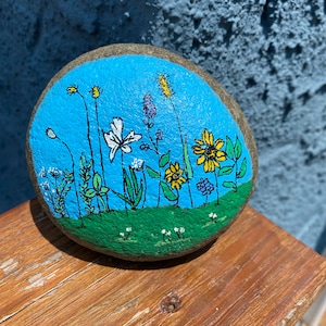 Wildflowers, Large wildflower rock. Decorative rock. Unique rock.