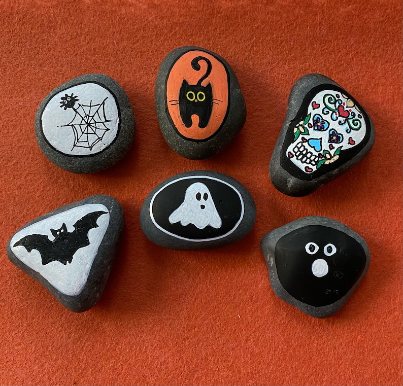 Halloween Rocks / Holiday / Gift / Whimsical Rock / Hand Painted Rocks ...