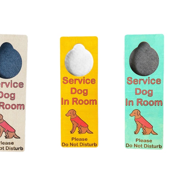 Letrero de perro de servicio en la puerta de la habitación: "No molestar" (se puede personalizar con raza y texto)