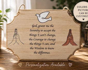 Personalized Serenity Prayer Wooden Plaque | Custom Laser Engraved Christian Wall Decor | Baptism, Confirmation, Sympathy Gift