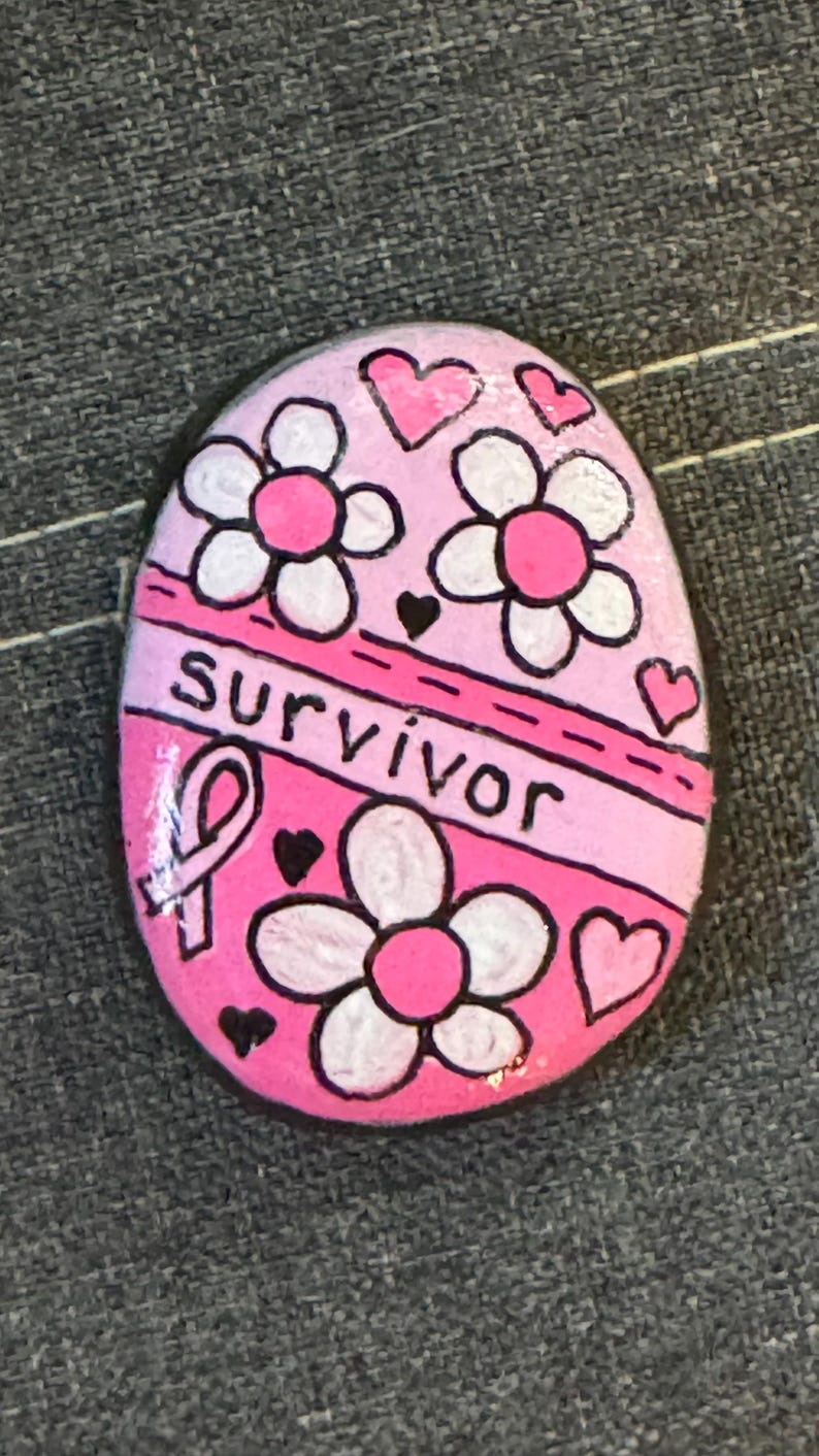 Breast Cancer Survivor Painted Rock – 2.5” Inspirational Gift - Etsy