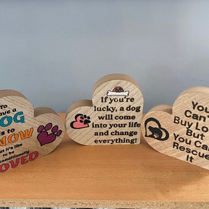Dog &quot;Love&quot; Wooden Heart, Personalized Dog Wood Heart, Dog Love, Dog Unconditional Love, Dog Paw, Rescue Dog Love, Dog Heart, Love From a Dog