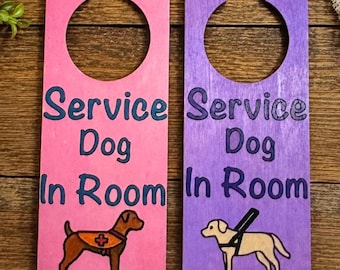 Service Dog in Room Door Hanger – Do Not Disturb Sign – Customizable Breed & Wording