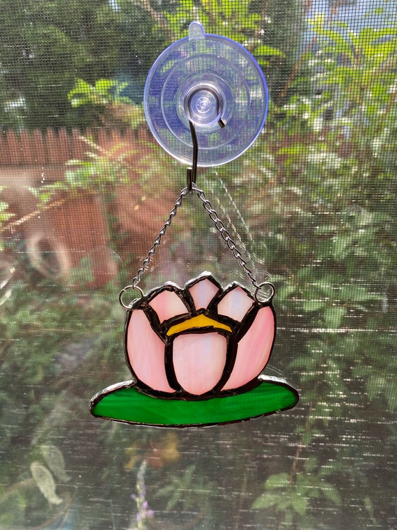 EPOGIFTS Buntglas Sonnenfänger Lotusblume - Handgefertigte Fensterdekoration | Geschenk Für Frauen, Einzug, Geburtstag