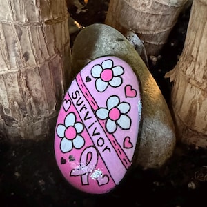 Breast Cancer Survivor Painted Rock – 2.5” Inspirational Gift - Etsy