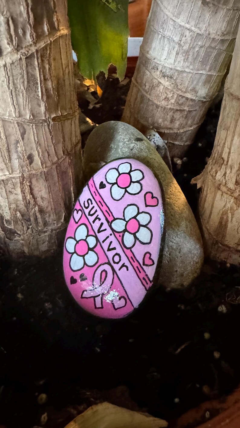 Breast Cancer Survivor Painted Rock – 2.5” Inspirational Gift - Etsy