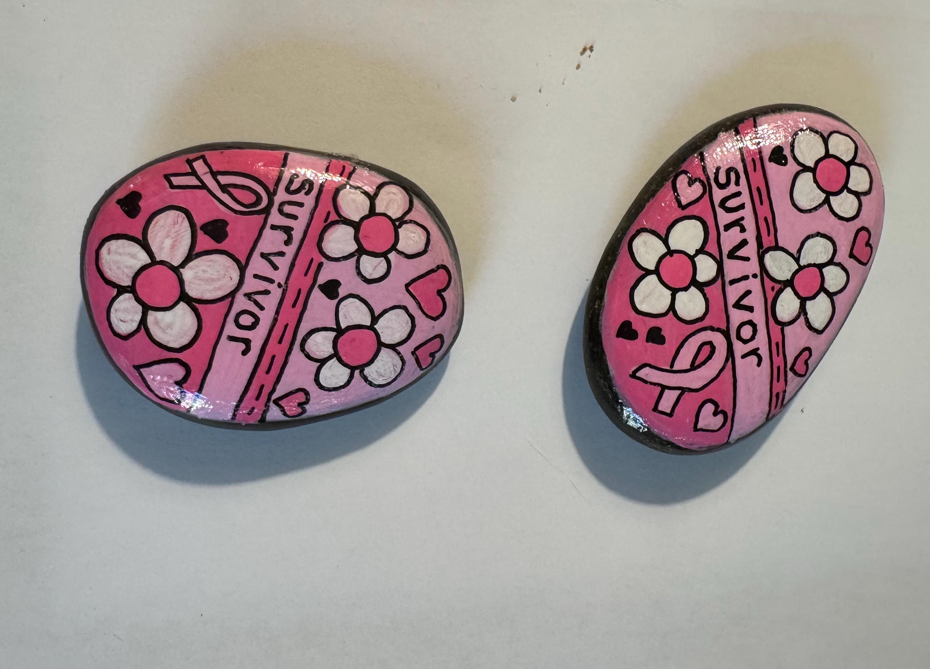 Breast Cancer Survivor Painted Rock – 2.5” Inspirational Gift - Etsy