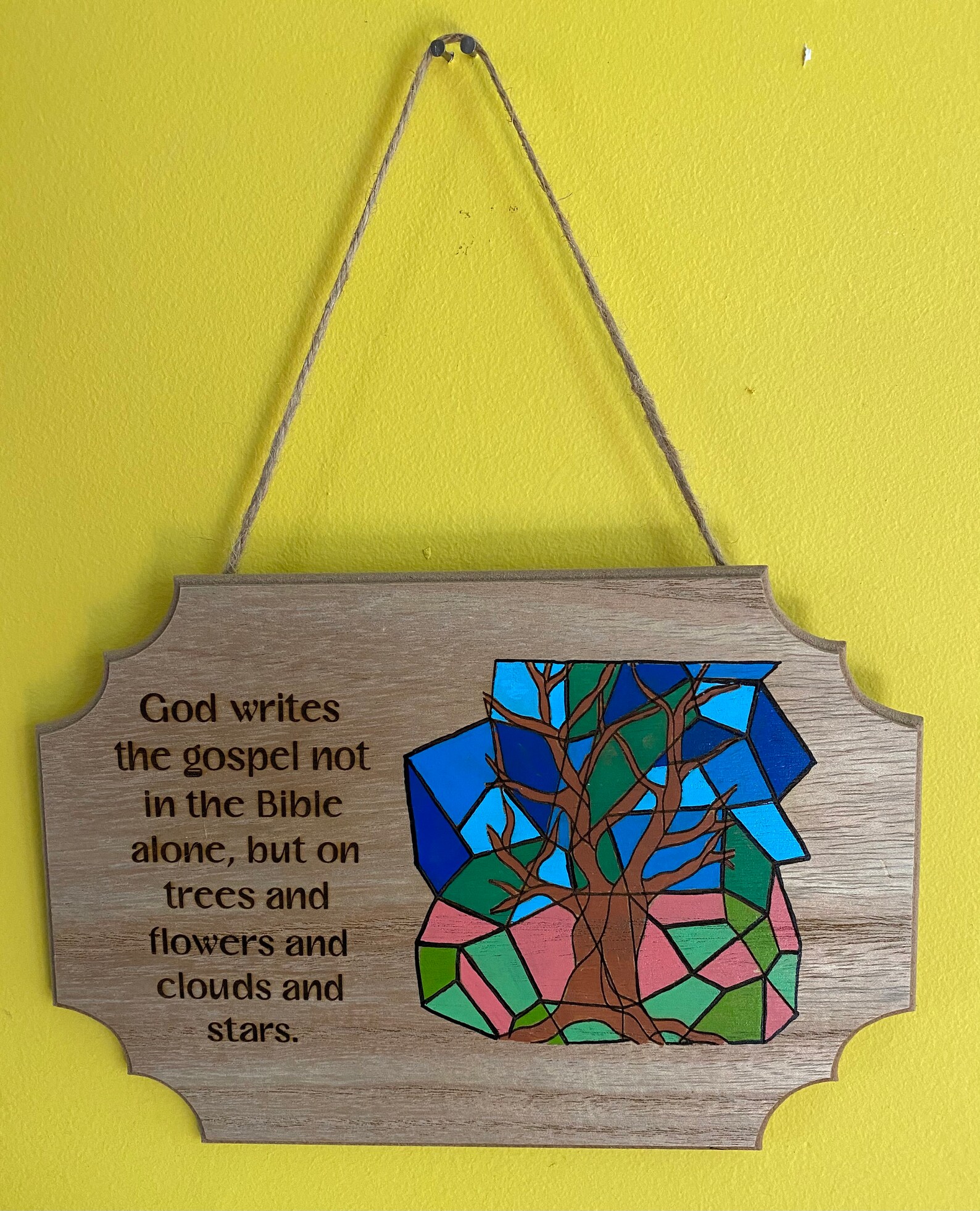Inspirational Plaque Stained Glass Looking Plaque Religious Etsy Hong