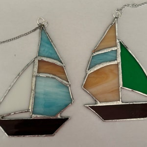 Medium Stained Glass Sailboat Ornament