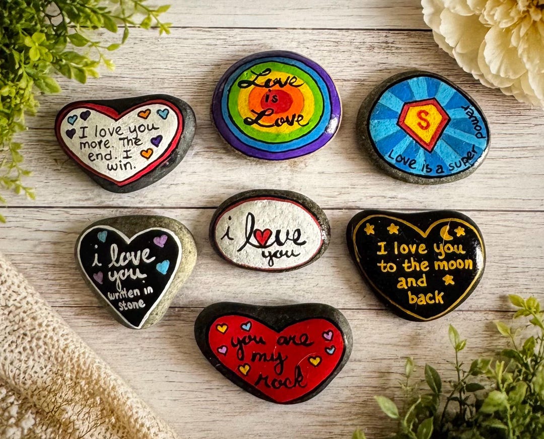 Hand Painted Inspirational Rocks | Love Sayings, Positive Messages ...