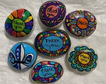 Thank You Rocks, Paperweight , Gracias, Rocks, Someone Special, Gratitude, Appreciation, Indebtedness, Wedding Favor, Colorful, Unique,