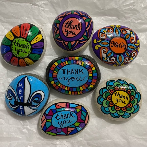 Thank You Rocks, Paperweight , Gracias, Rocks, Someone Special, Gratitude, Appreciation, Indebtedness, Wedding Favor, Colorful, Unique,