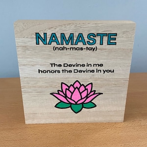 Namaste, Namaste Sign, Yoga Sign, Meditation Sign, Office Decor, Friend Gift