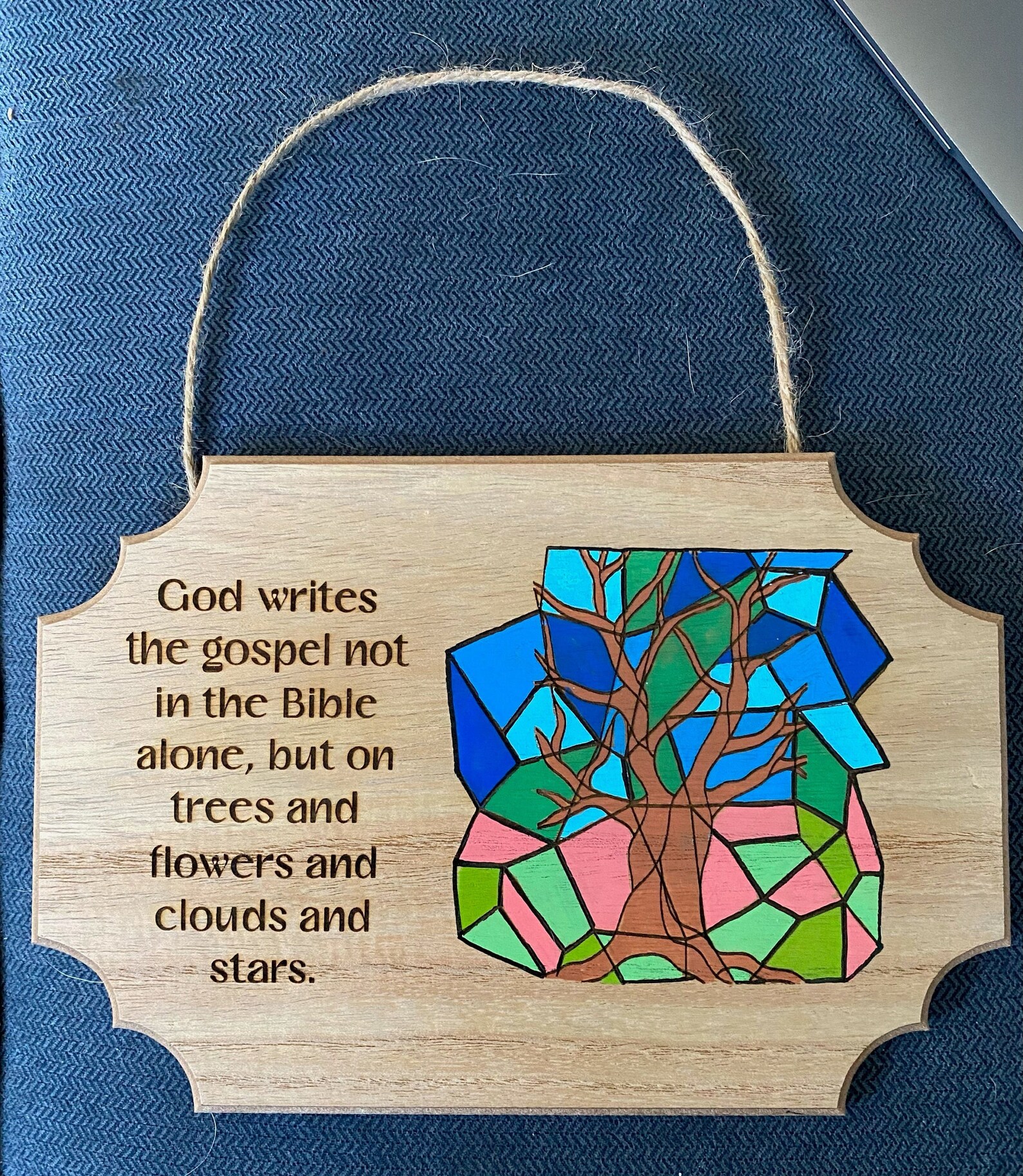 Inspirational Plaque Stained Glass Looking Plaque Religious Etsy Hong