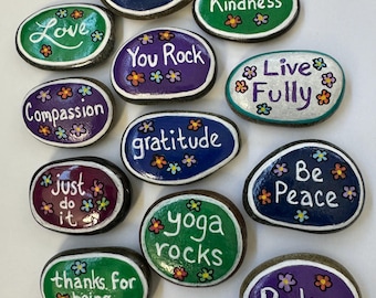 Drop a rock/Spread kindness/Christmas/Hanukkah/Gift/Hand painted/Be peace/You rock