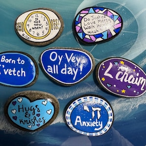Jewish Rocks, Rosh Hashanah Rocks, Unique Rocks, Gift Rocks, Colorful